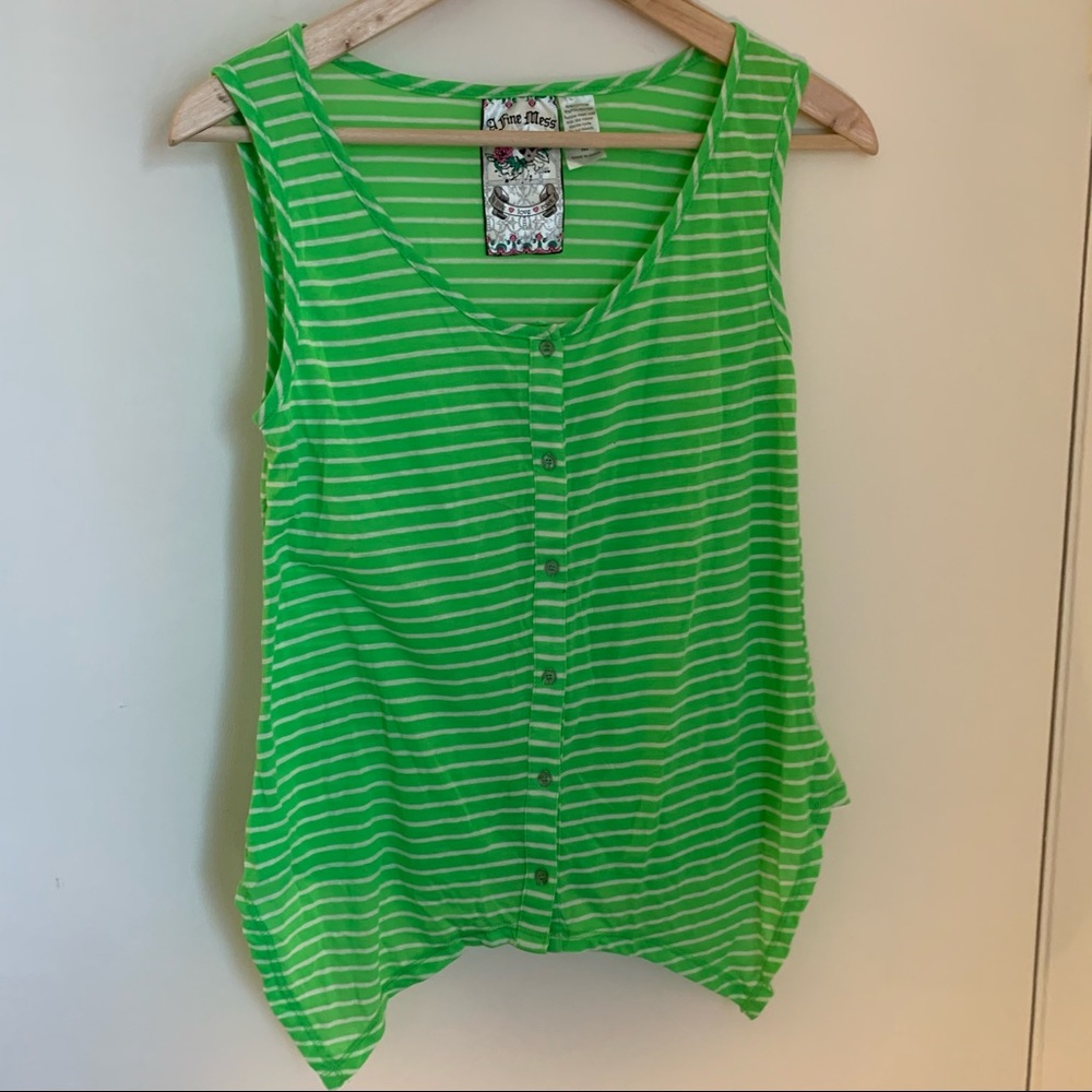 A Fine Mess Hankerchief Hem Striped Tank Top
